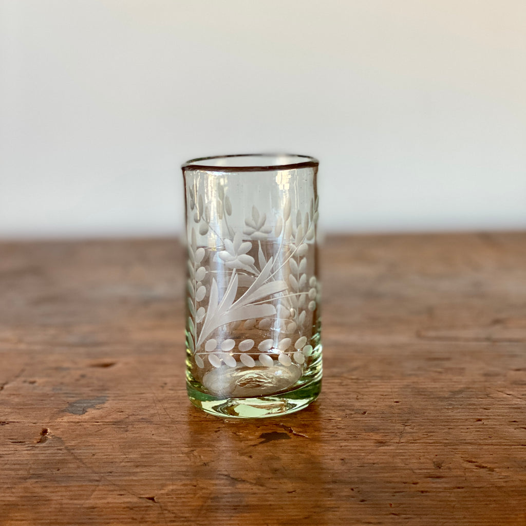 Mexican Etched Floral Tumbler - Short