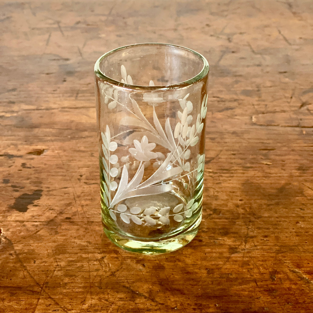 Mexican Etched Floral Tumbler - Short