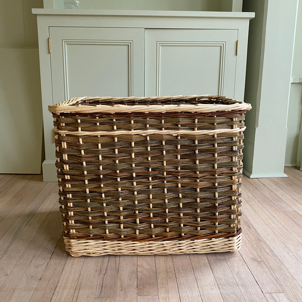 Custom Rectangular French Willow Log Basket