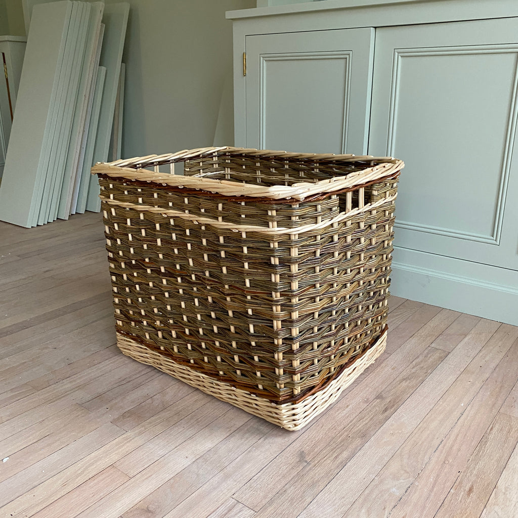 Custom Rectangular French Willow Log Basket