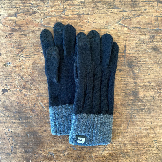 Minos Wool Touchscreen Gloves - Black & Charcoal