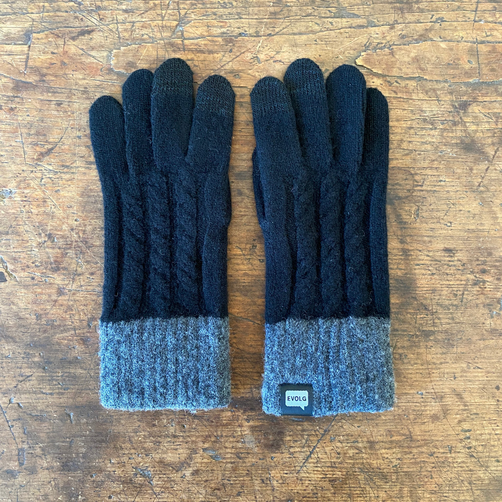 Minos Wool Touchscreen Gloves - Black & Charcoal